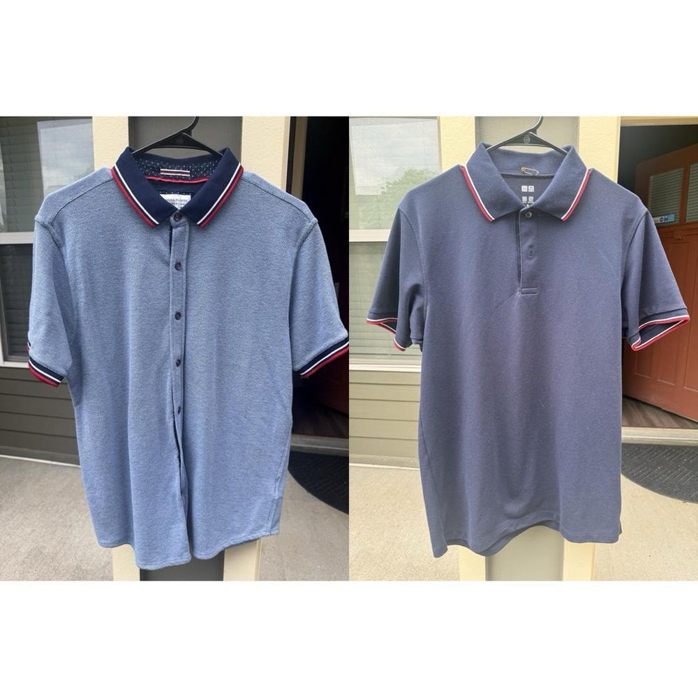 Uniqlo Navy Polo with Red and White Contrast Trim